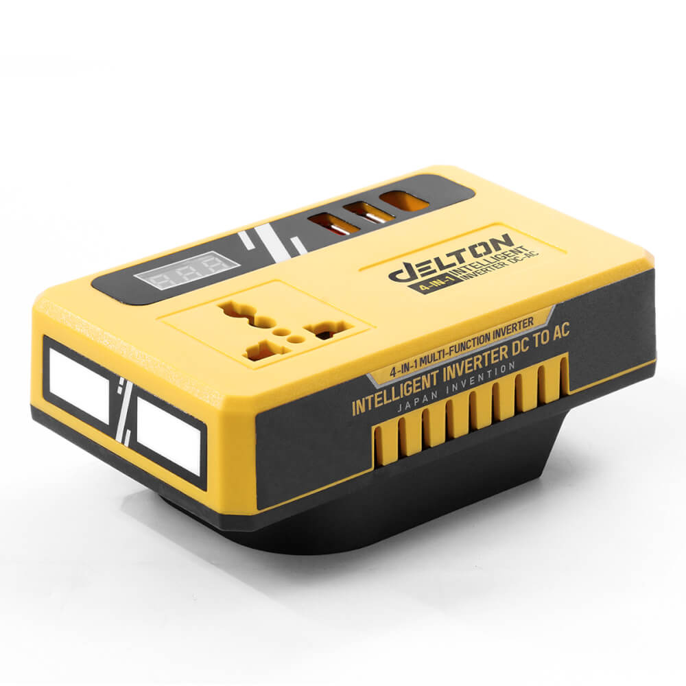 หัวแปลงปลั๊กไฟ (พร้อมแบตเตอรี่) DELTON รุ่น DC-AC150W ULTRAFLEX 20V 4AH